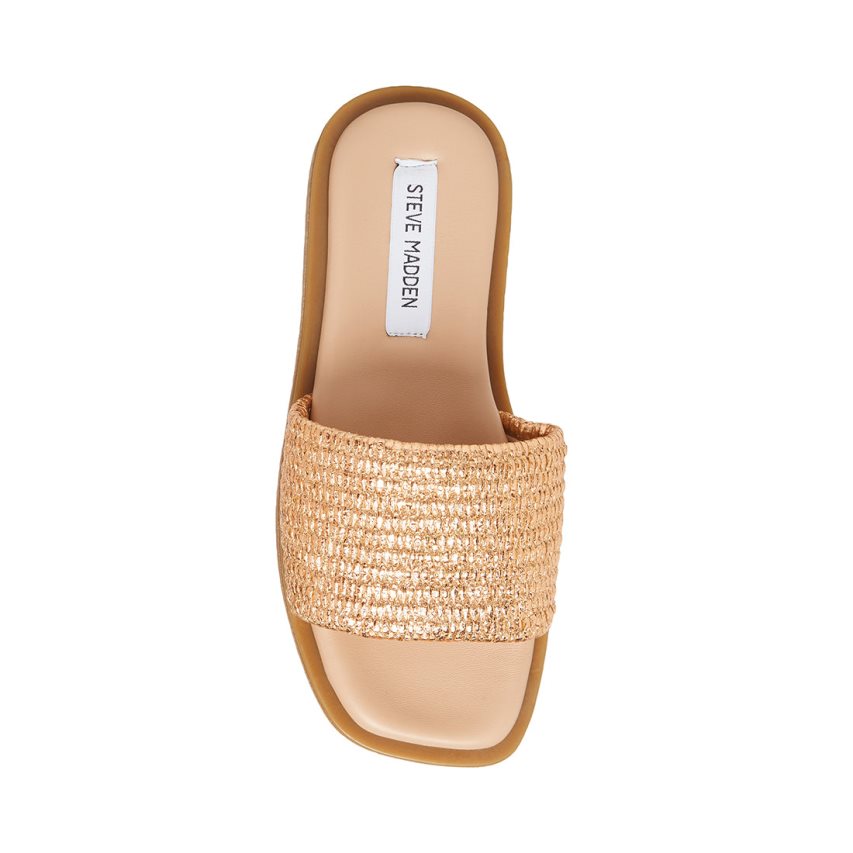 Gold Steve Madden Leigh Rose Women's Slides | PH 6509JW16